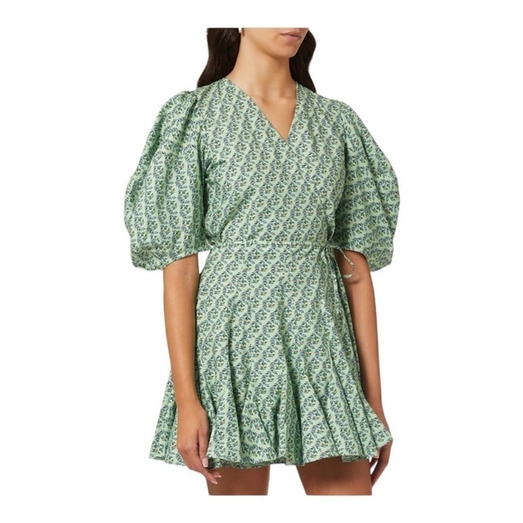 RHODE Claudine Wrap Mini Dress in Cotton Poplin - Jawahar Garden NWT - Picture 1 of 11